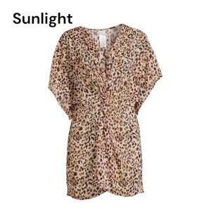 Time and True Women Leopard Print Swimsuit Cover-Up Tunic Dress SZ XL (16-18)